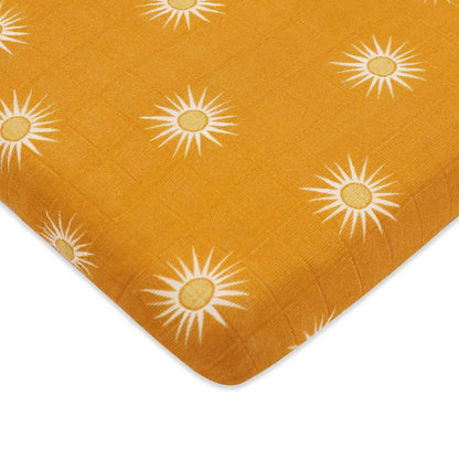 Babyletto All-Stages Midi Crib Sheet in GOTS Certified Organic Muslin Cotton-Golden Hour - T26933