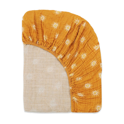 Babyletto All-Stages Midi Crib Sheet in GOTS Certified Organic Muslin Cotton - Golden Hour - T26933