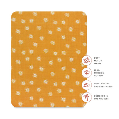 Babyletto All-Stages Midi Crib Sheet in GOTS Certified Organic Muslin Cotton - Golden Hour - T26933