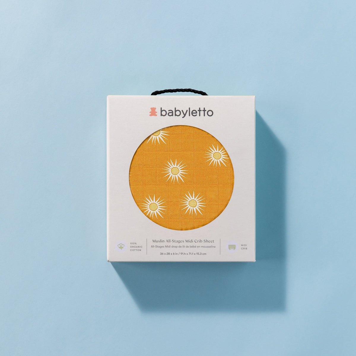Babyletto All-Stages Midi Crib Sheet in GOTS Certified Organic Muslin Cotton - Golden Hour - T26933