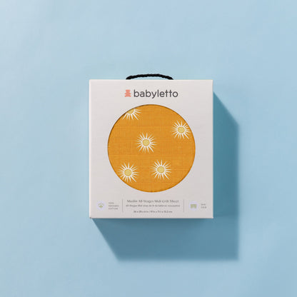 Babyletto All-Stages Midi Crib Sheet in GOTS Certified Organic Muslin Cotton - Golden Hour - T26933