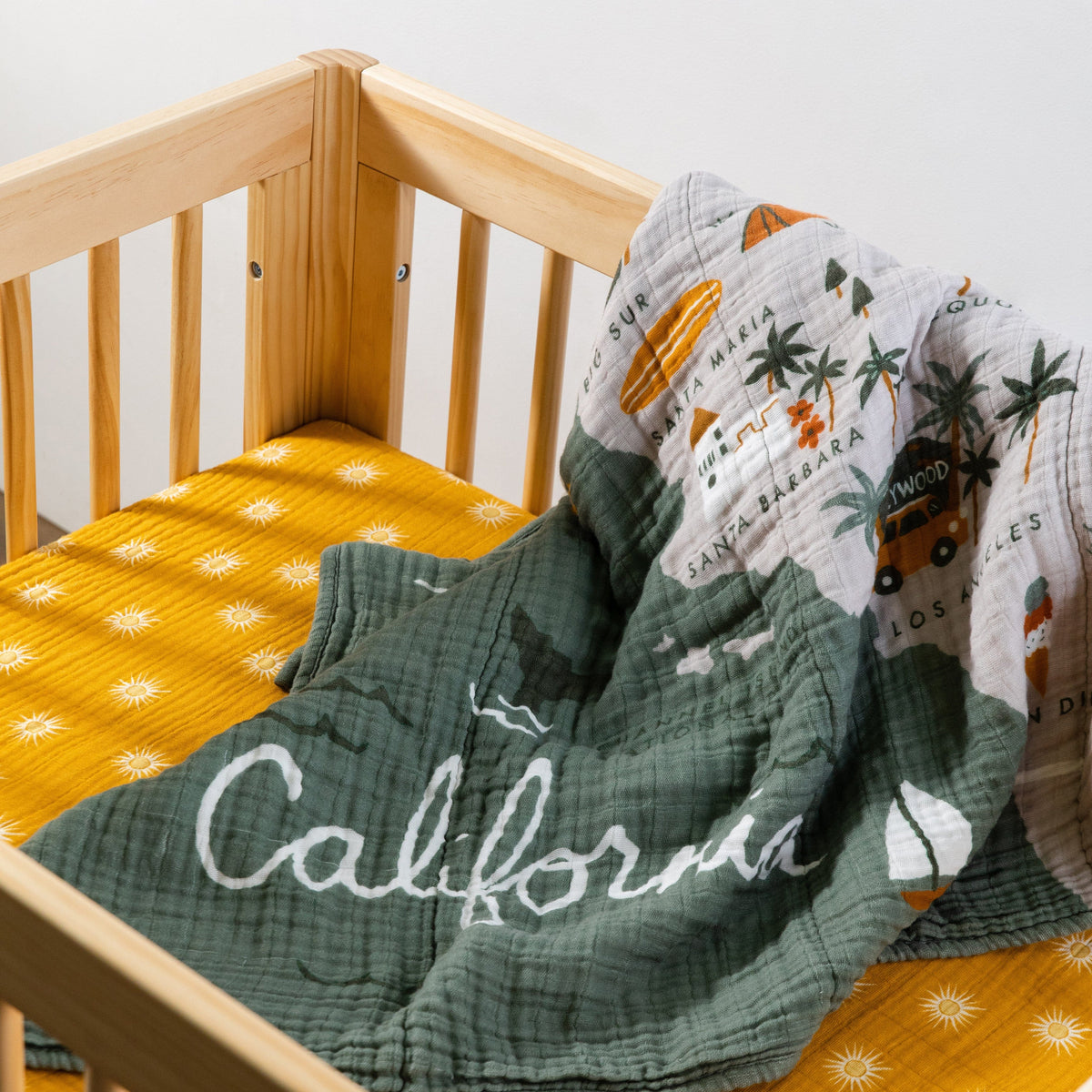 Babyletto All-Stages Midi Crib Sheet in GOTS Certified Organic Muslin Cotton - Golden Hour - T26933