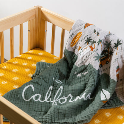 Babyletto All-Stages Midi Crib Sheet in GOTS Certified Organic Muslin Cotton - Golden Hour - T26933