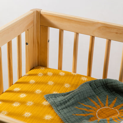 Babyletto All-Stages Midi Crib Sheet in GOTS Certified Organic Muslin Cotton - Golden Hour - T26933