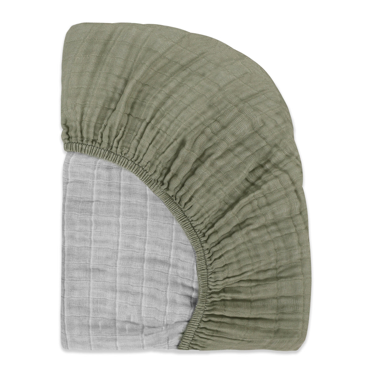 Babyletto All-Stages Midi Crib Sheet in GOTS Certified Organic Muslin Cotton - Matcha - T29733MCA