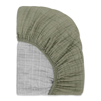 Babyletto All-Stages Midi Crib Sheet in GOTS Certified Organic Muslin Cotton - Matcha - T29733MCA