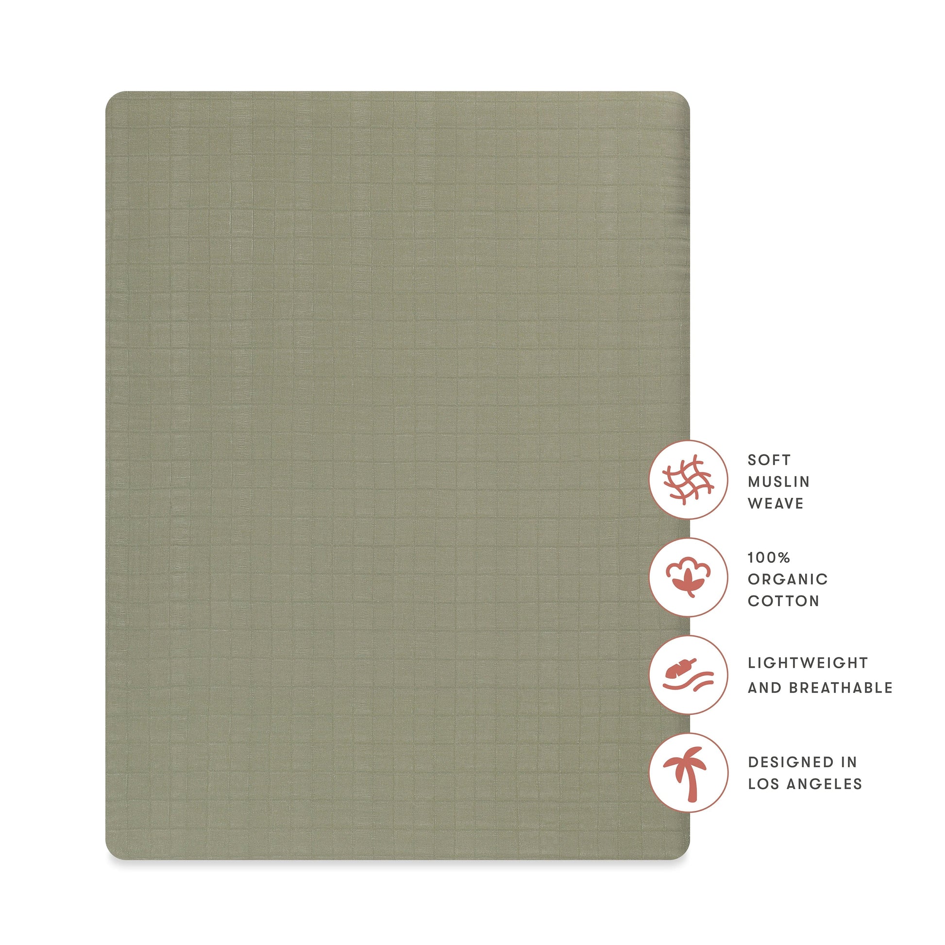 Babyletto All-Stages Midi Crib Sheet in GOTS Certified Organic Muslin Cotton - Matcha - T29733MCA