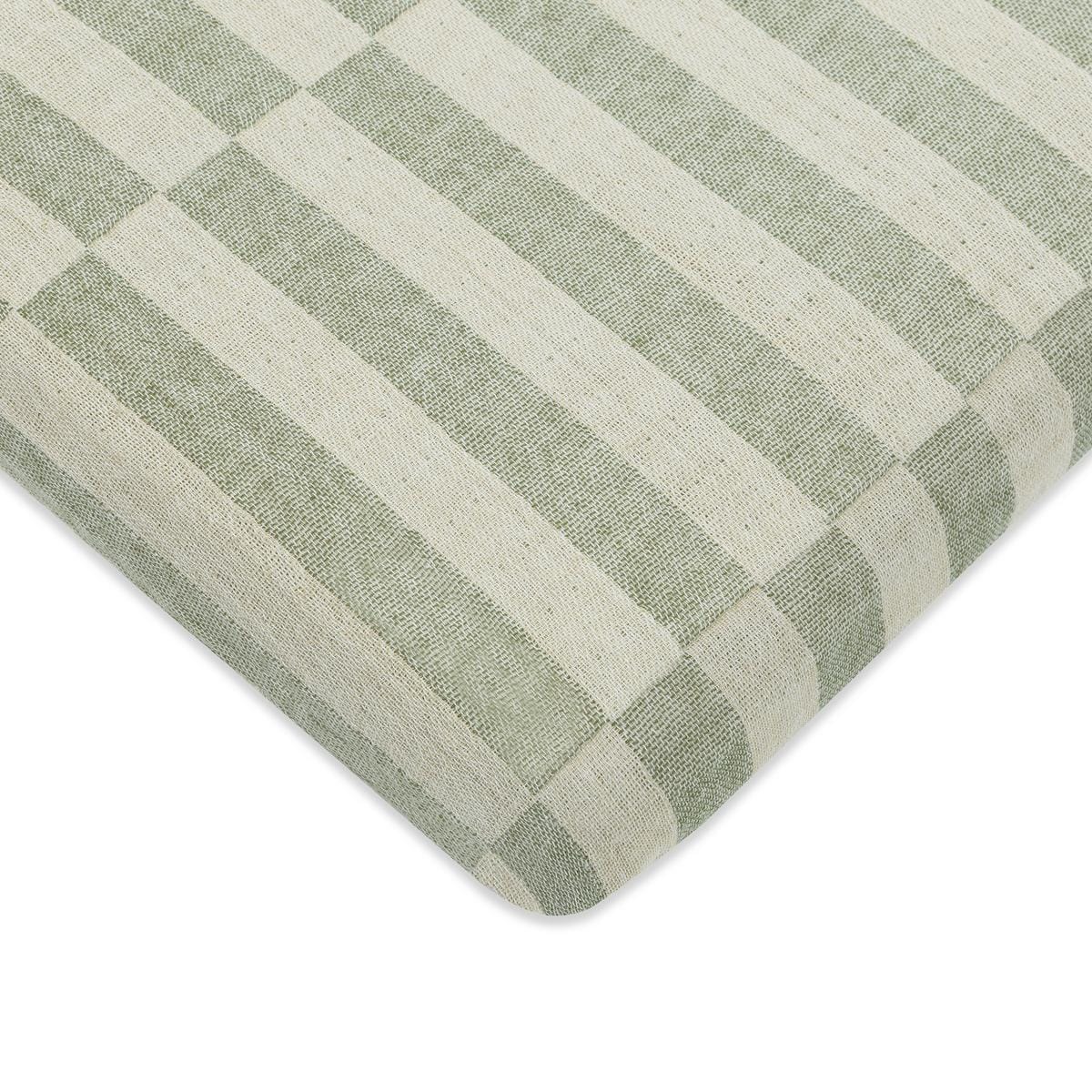 Babyletto All-Stages Midi Crib Sheet in GOTS Certified Organic Muslin Cotton-Moss Stripe - T30533