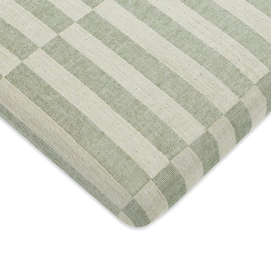 Babyletto All-Stages Midi Crib Sheet in GOTS Certified Organic Muslin Cotton-Moss Stripe - T30533