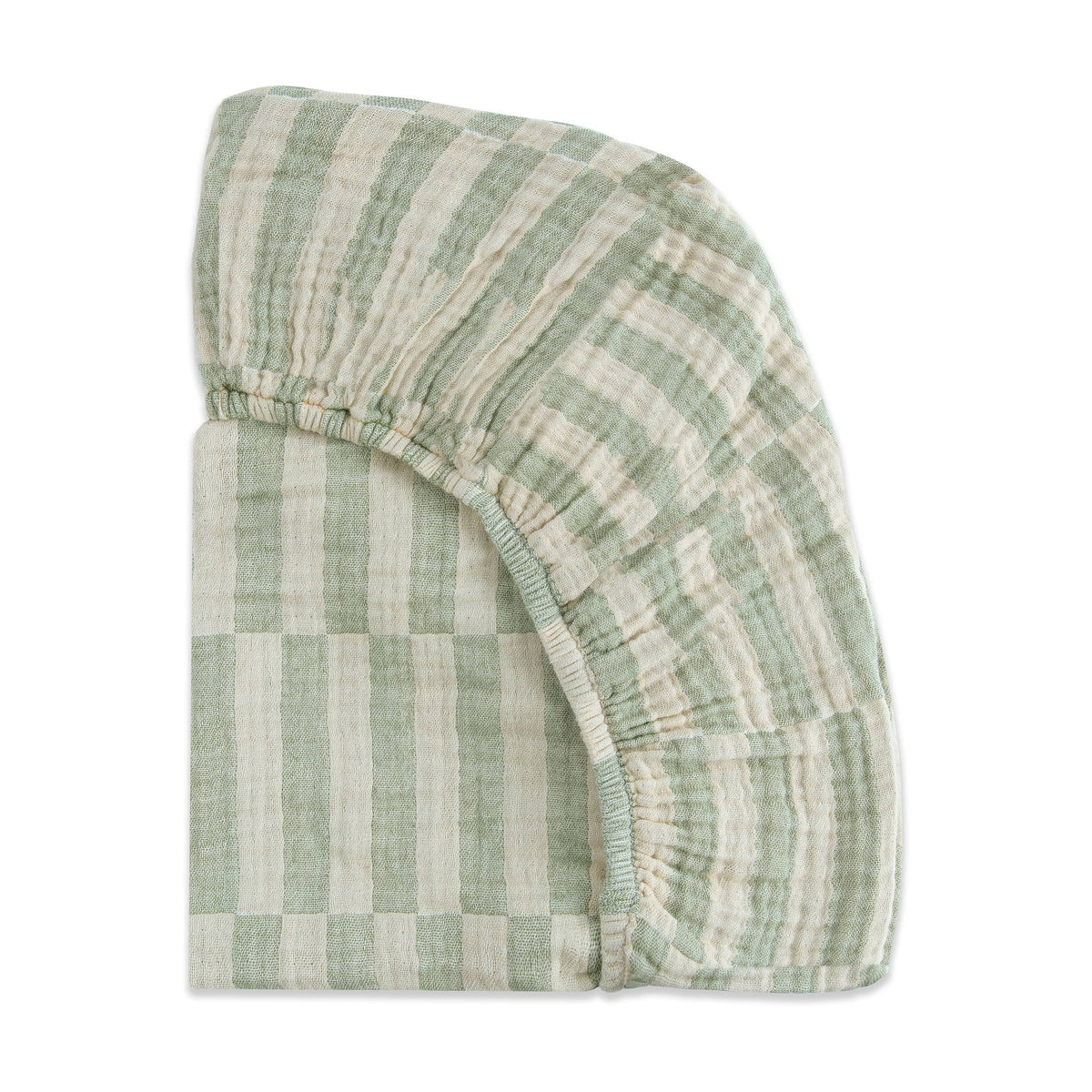 Babyletto All-Stages Midi Crib Sheet in GOTS Certified Organic Muslin Cotton - Moss Stripe - T30533