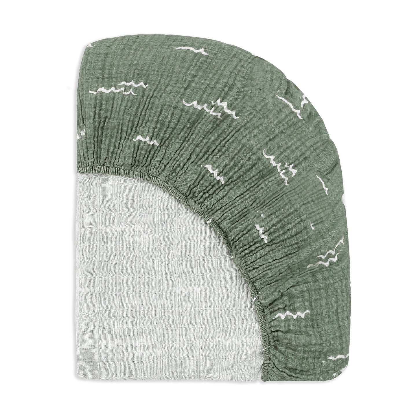 Babyletto All-Stages Midi Crib Sheet in GOTS Certified Organic Muslin Cotton - Ocean Waves - T27133