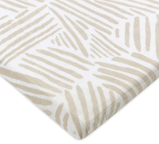 Babyletto All-Stages Organic Muslin Cotton Bassinet Sheet - Oat Stripe - T29234