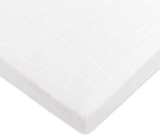 Babyletto All-Stages Organic Muslin Cotton Midi Crib Sheet - White - T29433