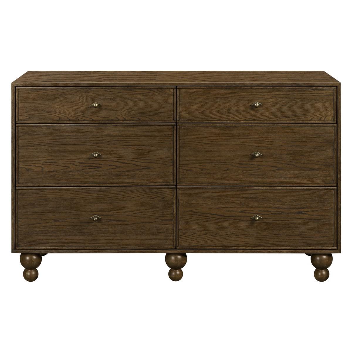 Babyletto six drawer wooden dresser with round feet