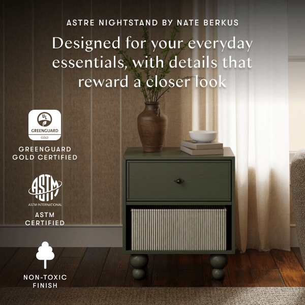 Babyletto Astre nightstand by Nate Berkus with Greenguard Gold and ASTM certifications