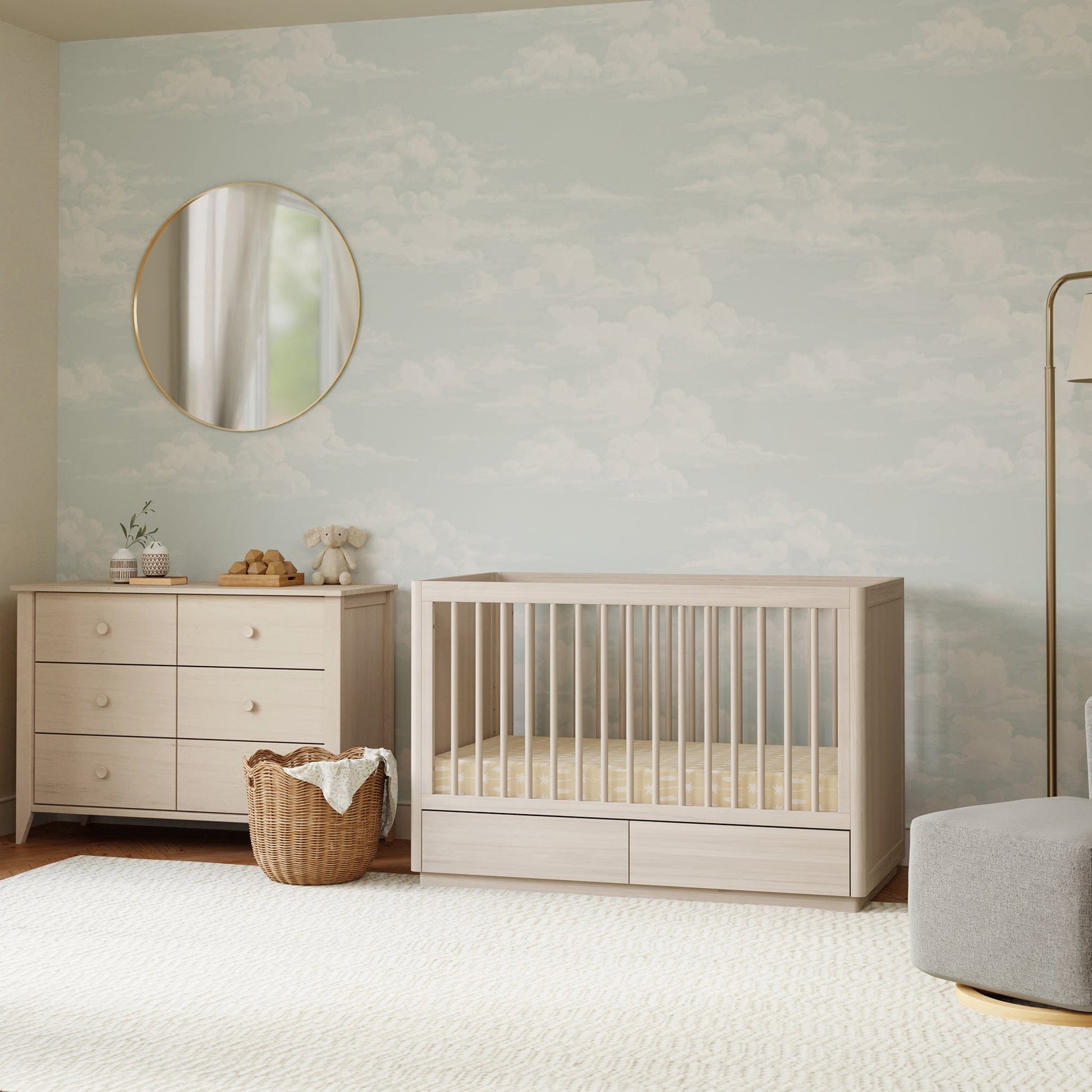 Babyletto Bento 3-in-1 Convertible Storage Crib w/Toddler Bed Conversion Kit - Washed Natural - M21601NX