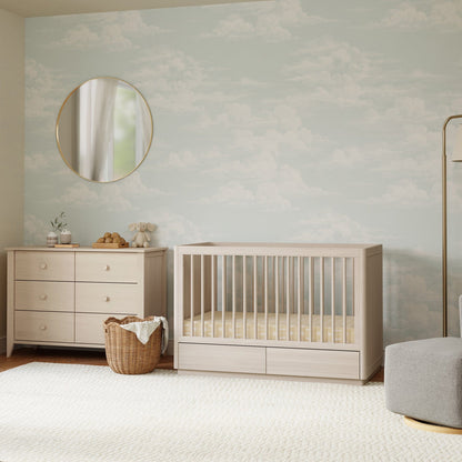 Babyletto Bento 3-in-1 Convertible Storage Crib w/Toddler Bed Conversion Kit - Washed Natural - M21601NX