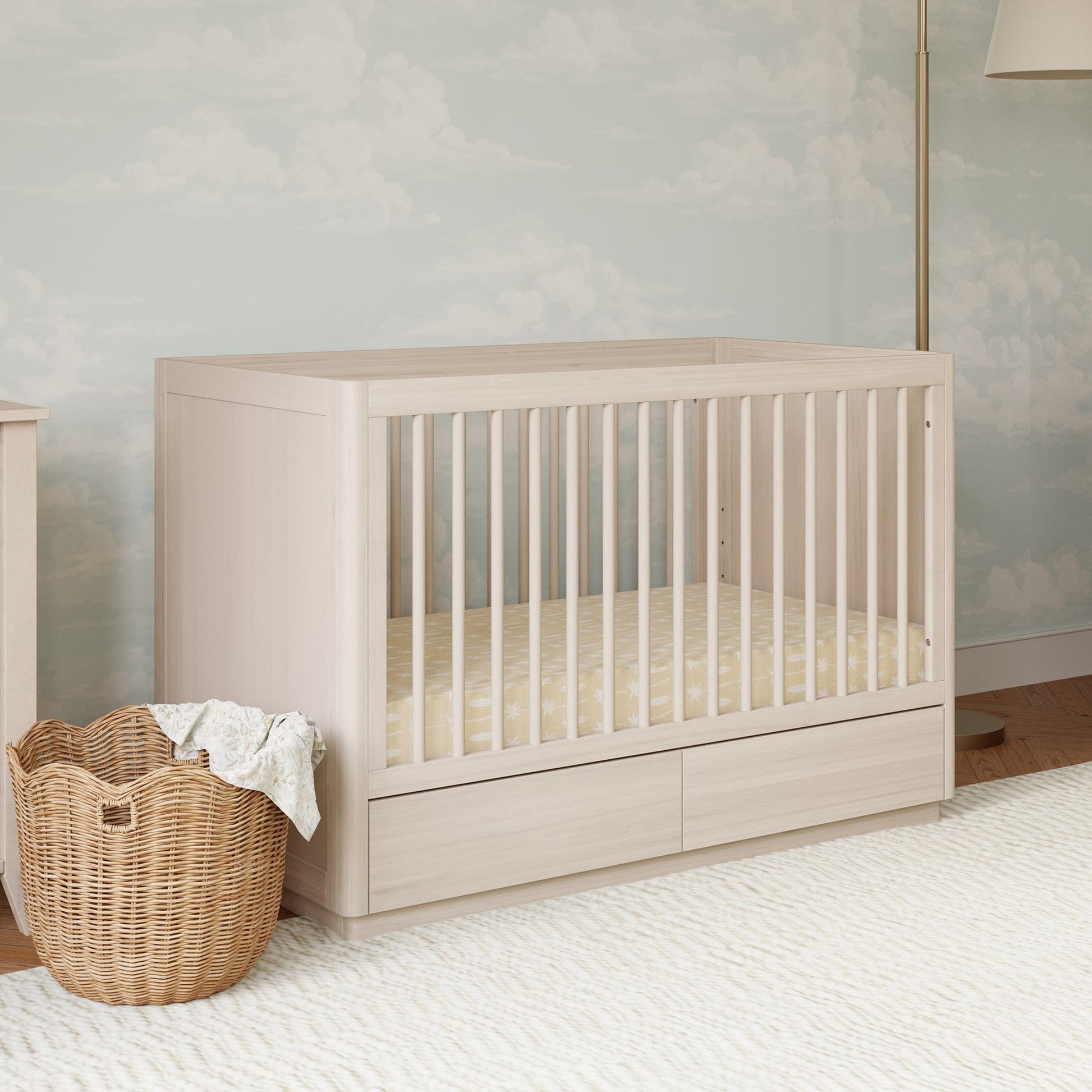 Babyletto Bento 3-in-1 Convertible Storage Crib w/Toddler Bed Conversion Kit - Washed Natural - M21601NX