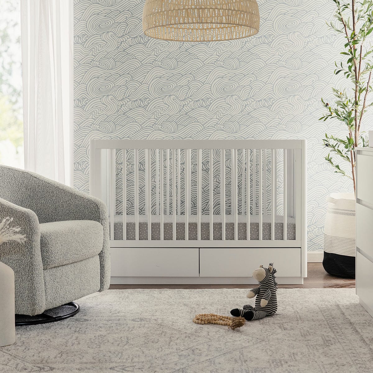 Babyletto Bento 3-in-1 Convertible Storage Crib w/ Toddler Bed Conversion Kit - White - M21601W