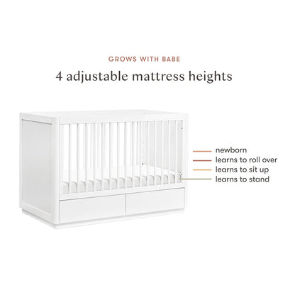 Babyletto Bento 3-in-1 Convertible Storage Crib w/ Toddler Bed Conversion Kit - White - M21601W