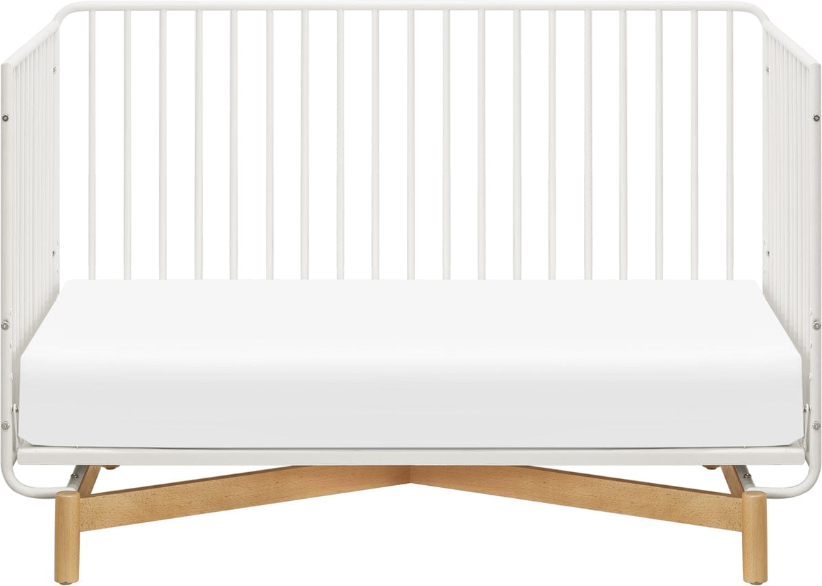 Babyletto Bixby Metal Crib with Toddler Bed Conversion Kit - Warm White / Natural Beech - M15101RWB