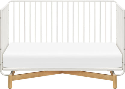 Babyletto Bixby Metal Crib with Toddler Bed Conversion Kit - Warm White / Natural Beech - M15101RWB