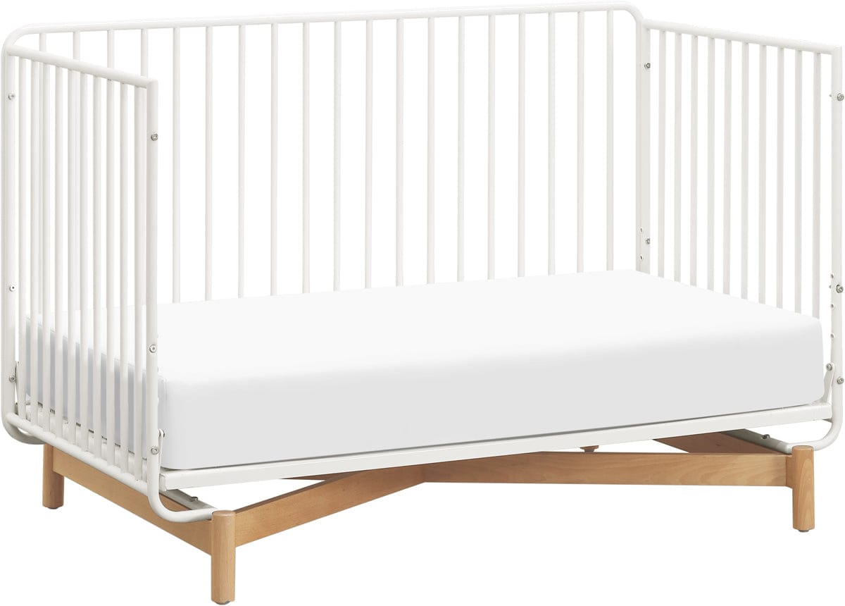 Babyletto Bixby Metal Crib with Toddler Bed Conversion Kit - Warm White / Natural Beech - M15101RWB
