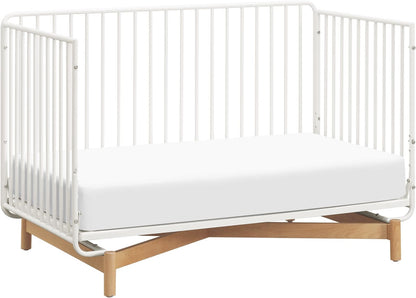 Babyletto Bixby Metal Crib with Toddler Bed Conversion Kit - Warm White / Natural Beech - M15101RWB