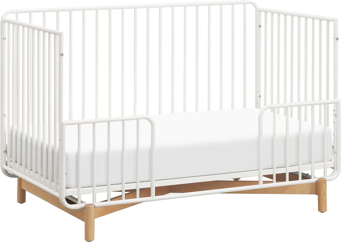 Babyletto Bixby Metal Crib with Toddler Bed Conversion Kit - Warm White / Natural Beech - M15101RWB
