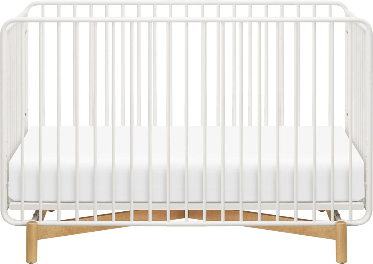 Babyletto Bixby Metal Crib with Toddler Bed Conversion Kit - Warm White / Natural Beech - M15101RWB