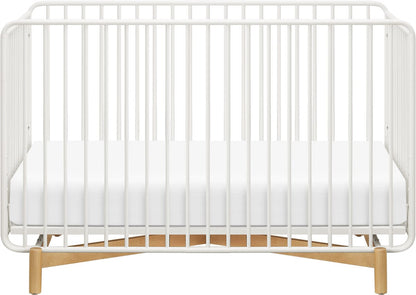Babyletto Bixby Metal Crib with Toddler Bed Conversion Kit - Warm White / Natural Beech - M15101RWB