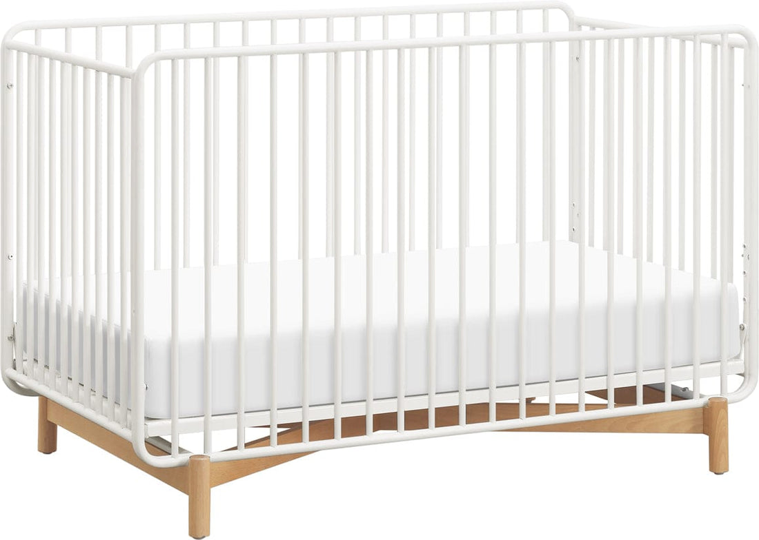 Babyletto Bixby Metal Crib with Toddler Bed Conversion Kit - Warm White / Natural Beech - M15101RWB