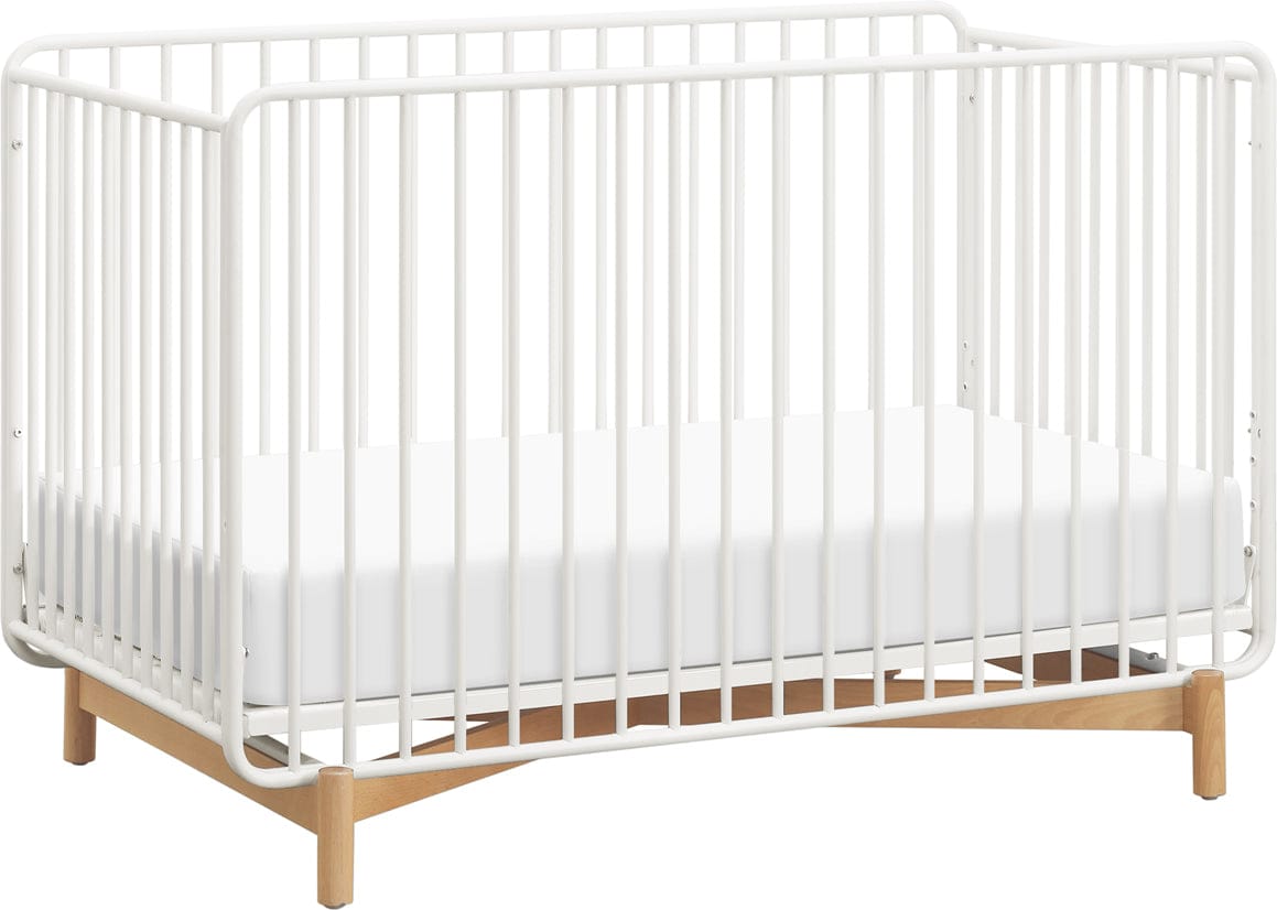 Babyletto Bixby Metal Crib with Toddler Bed Conversion Kit - Warm White / Natural Beech - M15101RWB