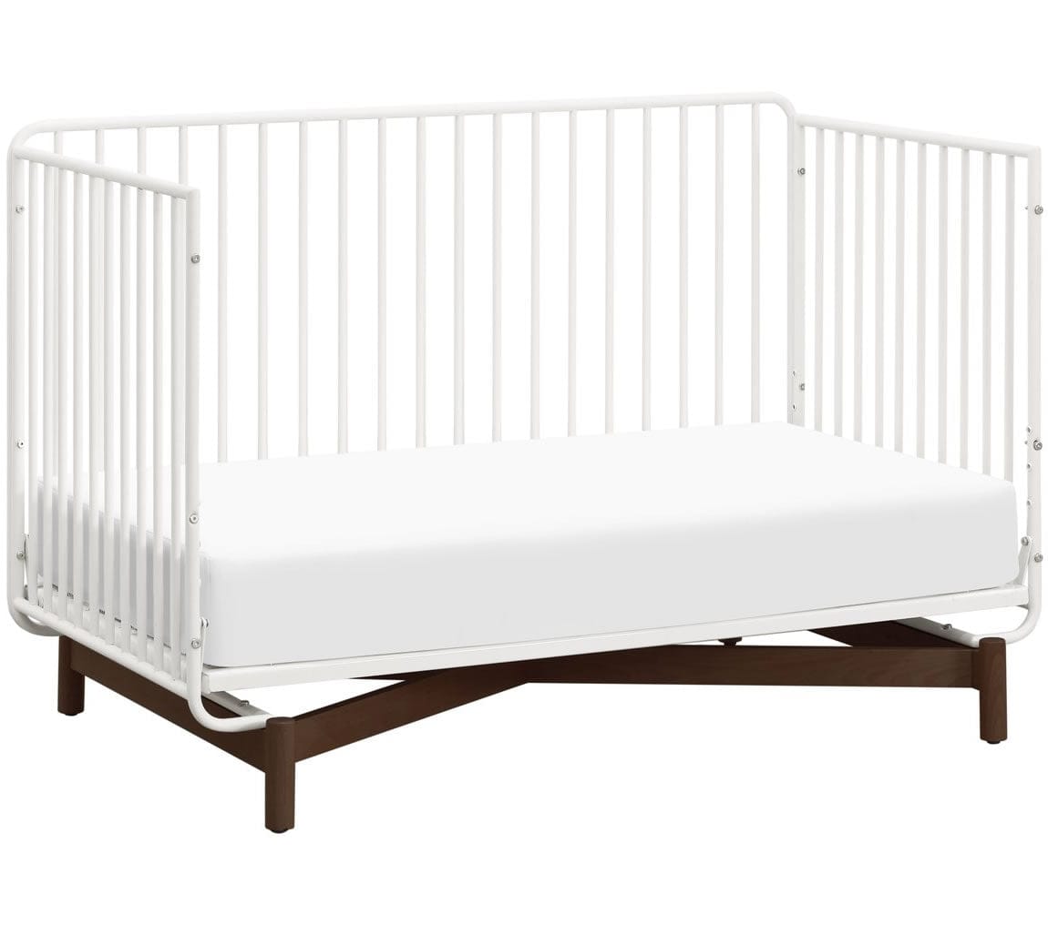 Babyletto Bixby Metal Crib with Toddler Bed Conversion Kit - Warm White / Walnut Stain - M15101RWL