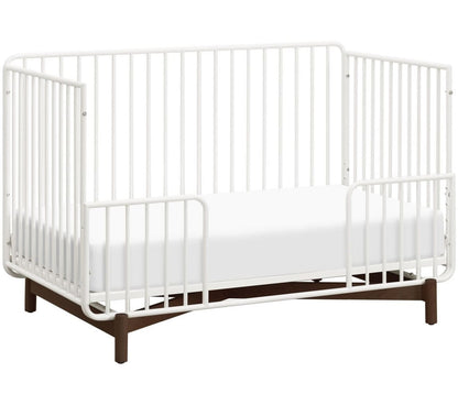 Babyletto Bixby Metal Crib with Toddler Bed Conversion Kit - Warm White / Walnut Stain - M15101RWL