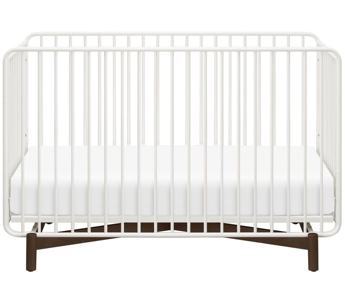 Babyletto Bixby Metal Crib with Toddler Bed Conversion Kit - Warm White / Walnut Stain - M15101RWL
