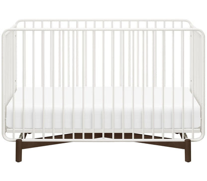 Babyletto Bixby Metal Crib with Toddler Bed Conversion Kit - Warm White / Walnut Stain - M15101RWL