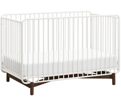 Babyletto Bixby Metal Crib with Toddler Bed Conversion Kit - Warm White / Walnut Stain - M15101RWL