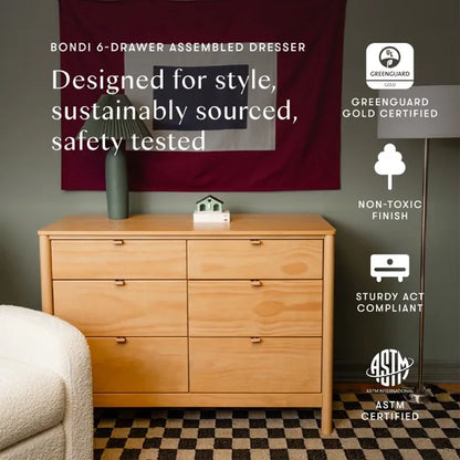 Babyletto Bondi 6-Drawer Assembled Dresser - Honey - M25616HY