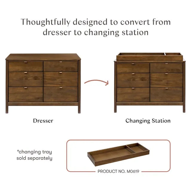 Babyletto Bondi 6-Drawer Assembled Dresser - Natural Walnut - M25616NL