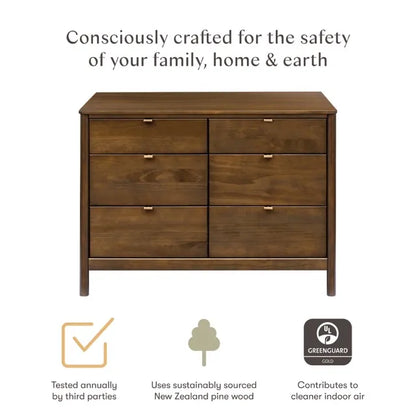 Babyletto Bondi 6-Drawer Assembled Dresser - Natural Walnut - M25616NL