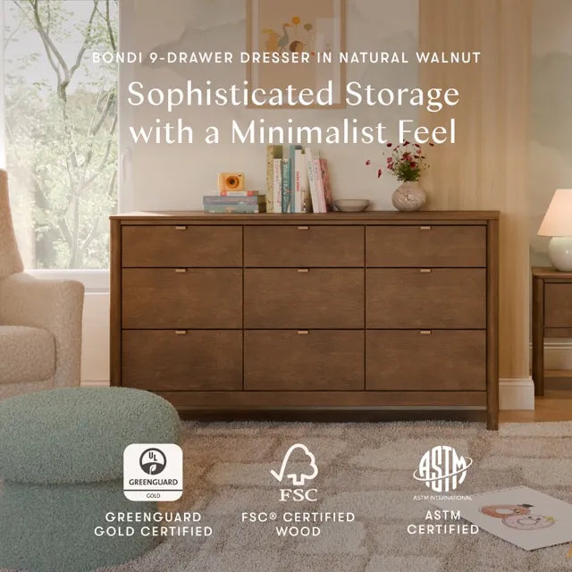 Babyletto Bondi 9-Drawer Assembled Dresser - Natural Walnut - M25928NL