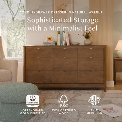Babyletto Bondi 9-Drawer Assembled Dresser - Natural Walnut - M25928NL