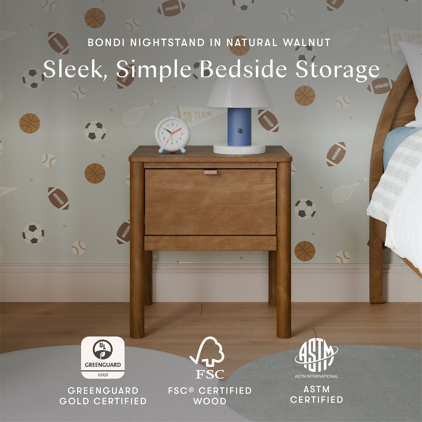 Babyletto Bondi Assembled Nightstand - Natural Walnut - M25960NL