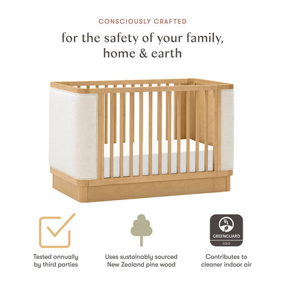 Babyletto Bondi Boucle 4-in-1 Convertible Crib w/ Toddler Bed Conversion Kit - Honey / Ivory Boucle - M26201HYWB