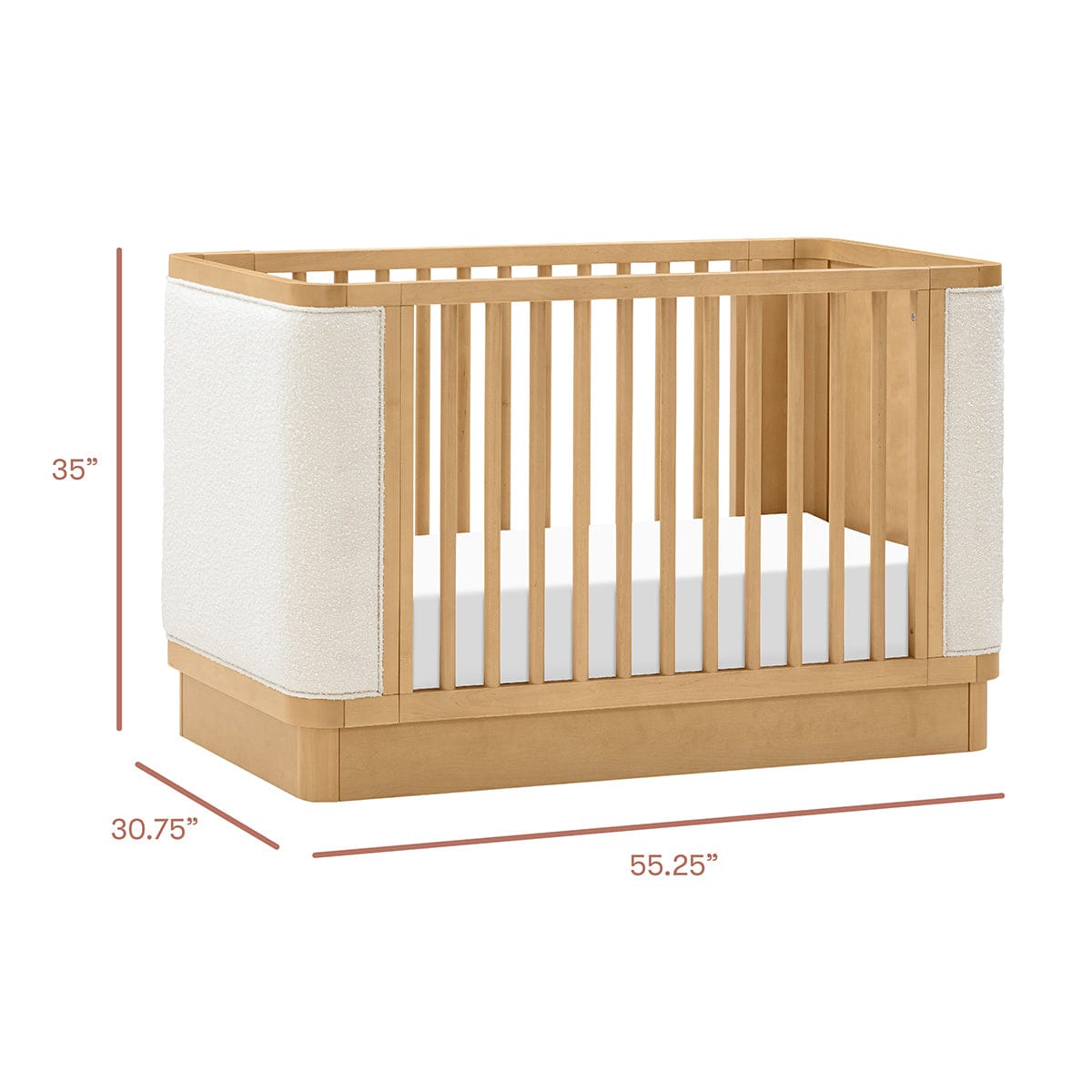 Babyletto Bondi Boucle 4-in-1 Convertible Crib w/ Toddler Bed Conversion Kit - Honey / Ivory Boucle - M26201HYWB