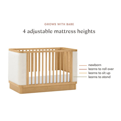 Babyletto Bondi Boucle 4-in-1 Convertible Crib w/ Toddler Bed Conversion Kit - Honey / Ivory Boucle - M26201HYWB