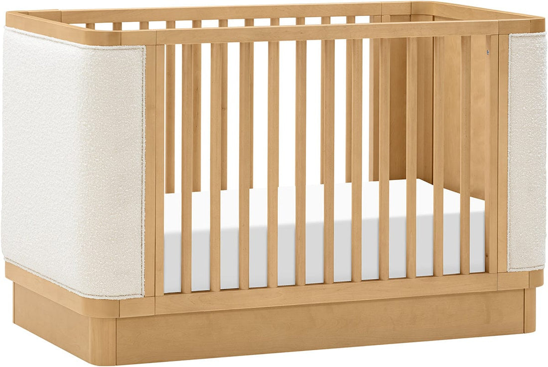 Babyletto Bondi Boucle 4-in-1 Convertible Crib w/ Toddler Bed Conversion Kit - Honey / Ivory Boucle - M26201HYWB