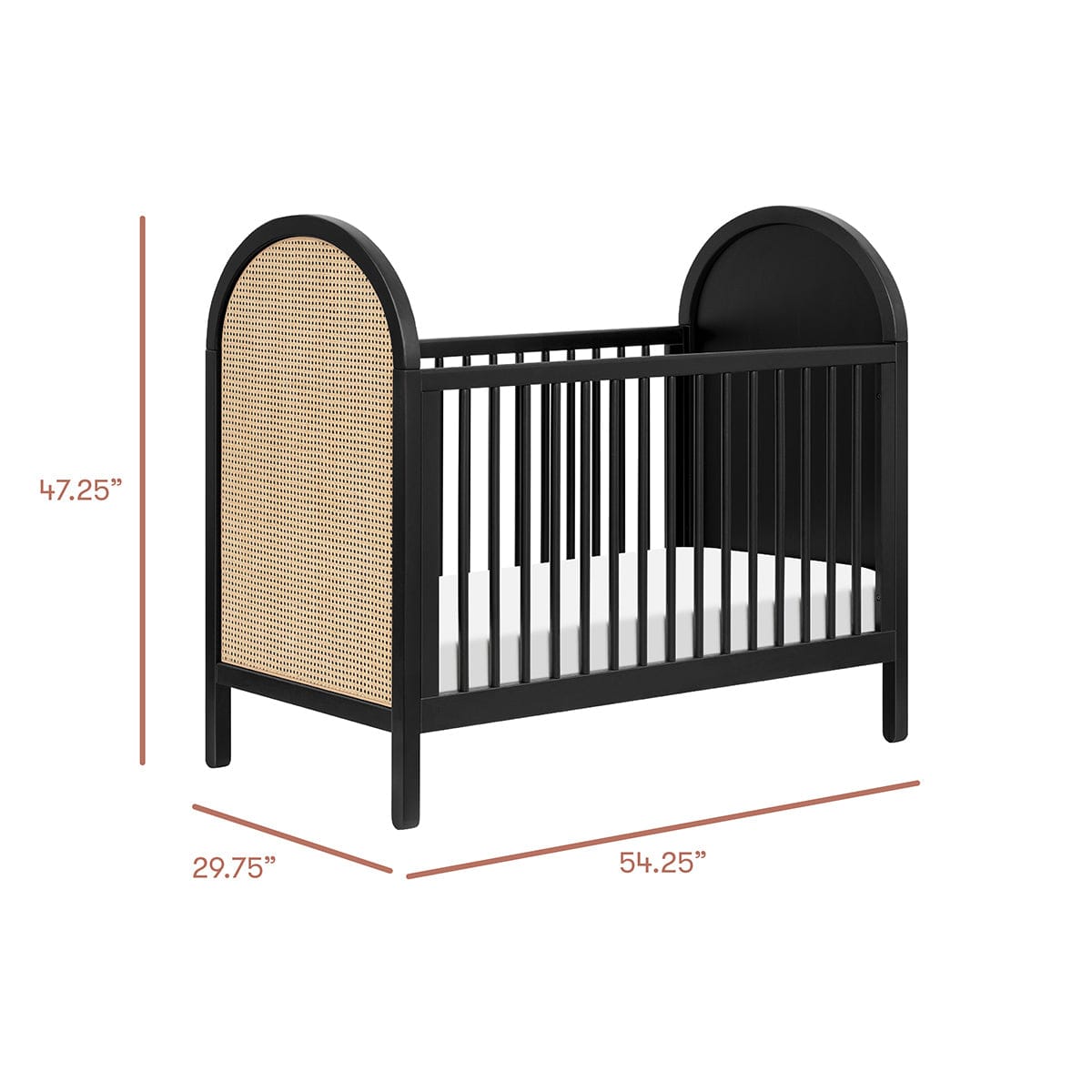 Babyletto Bondi Cane 3-in-1 Convertible Crib w/ Toddler Bed Conversion Kit - Black / Natural Cane - M25601BNC