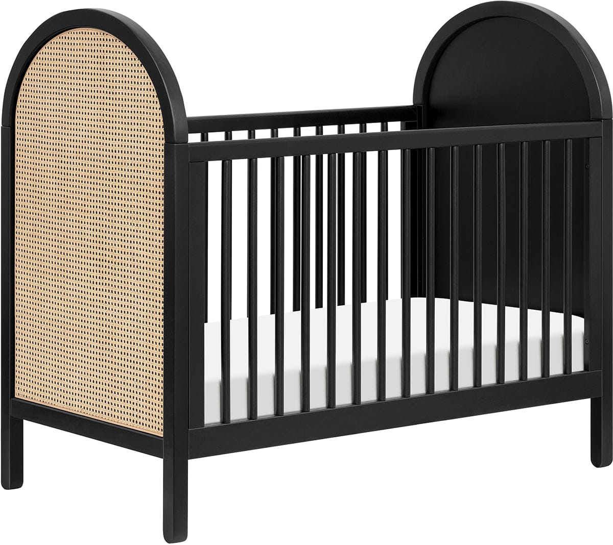 Babyletto Bondi Cane 3-in-1 Convertible Crib w/ Toddler Bed Conversion Kit - Black / Natural Cane - M25601BNC